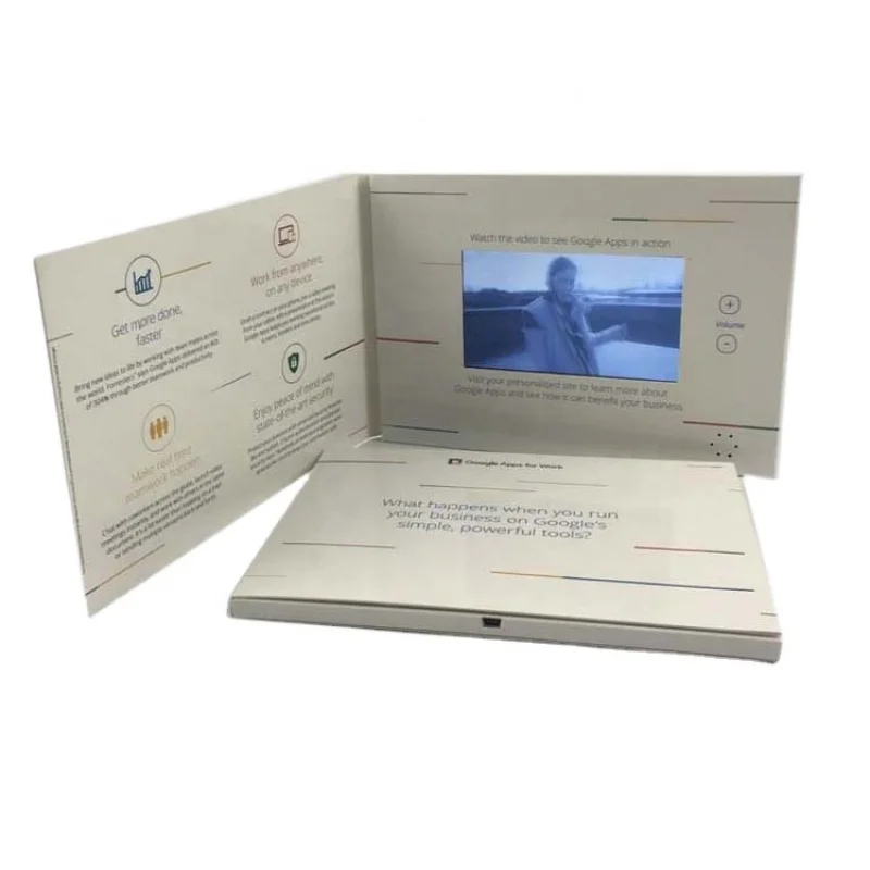 

custom softcover A5 Paper size landscape 5 inch HD Screen lcd video digital marketing brochure cards with 128M to 8Gb memory