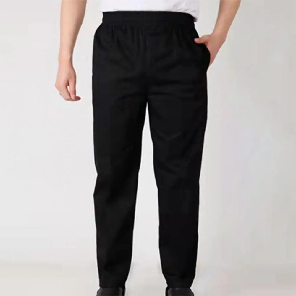Restaurant Uniform Elastic Pants Unisex Chef Pants with Elastic Waist Breathable Fabric Secure Pockets for Restaurant Service