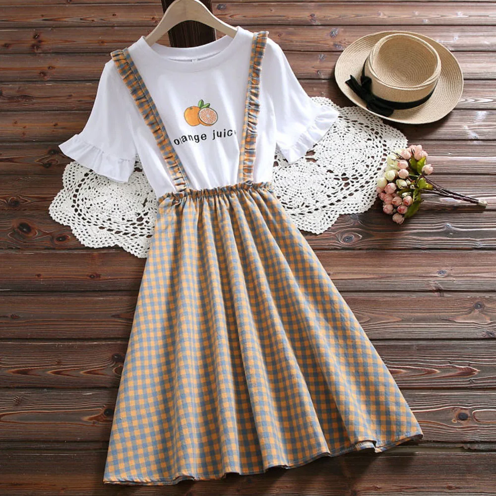 Summer Fashion White T-shirt Dresses Teens Girls Princess Dress