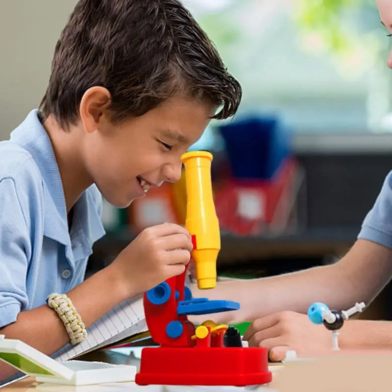 

Science Experiments Microscope Durable Portable Kid's Light Microscope Set Angle Adjustment Teaching Science Experiment Supplies