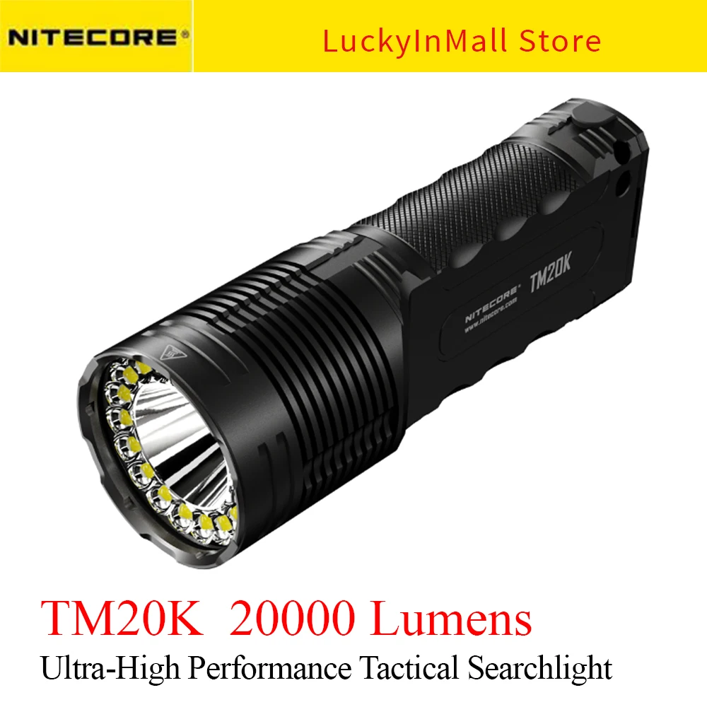 NITECORE TM20K Tactical Flashlight 20000 Lumens 19 x XP-L2 LEDs USB Rechargeable Built-In Battery Searchlight Spotlight Hunting
