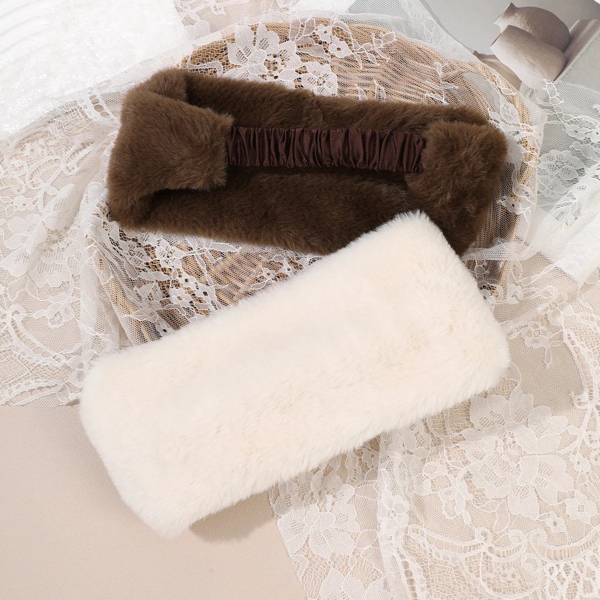 1pc New Winter Plush Headband Women Warm Elastic Hairband Headscarf Bandana Head Band Hair Accessories Fashion Retro Headwear