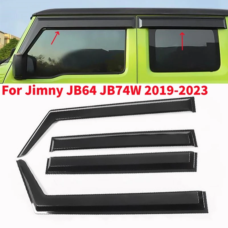 

4Pcs Car Sun Rain Guard Window Visor Smoke Shield Deflectors Awning Trim Cover For Jimny JB64 JB74W 2019-2023