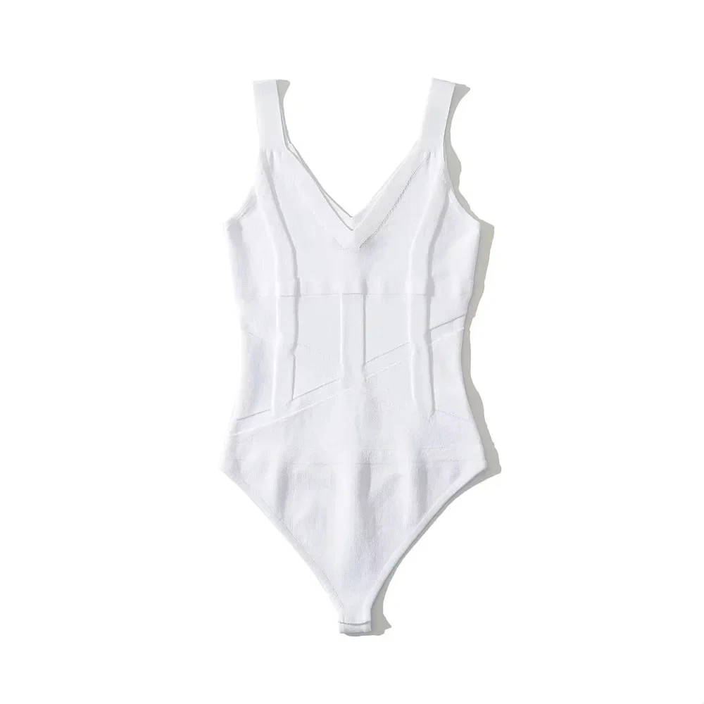 Maxdutti 2023 Sleeveless Tshirts Bodysuits Women Summer Ins Fashion Blogger High Street Retro Knitted Jacquard Sexy Tank Tops