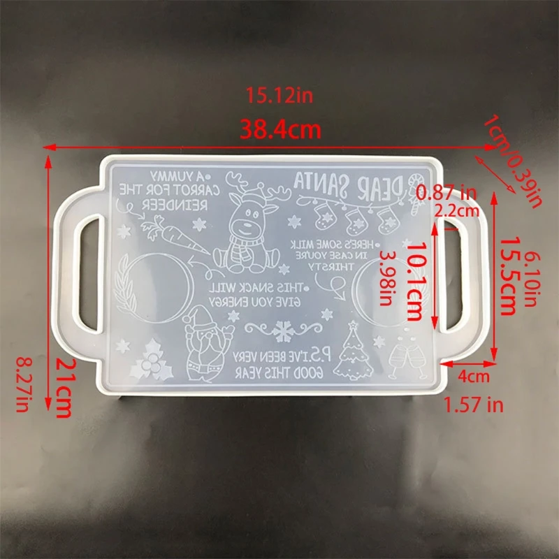 Christmas Tray Epoxy Resin Mold Xmas Fruit Serving Plate Silicone Mould