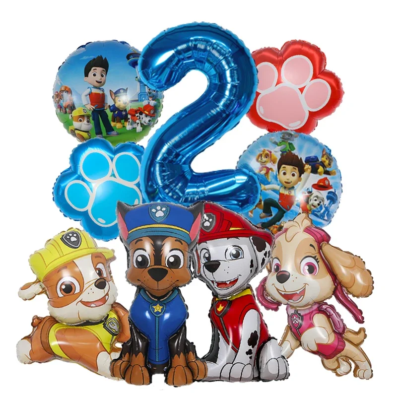 Cartoon Paw Patrol Hund Folienballon Set Zahlenballon Kindergeburtstag Party Dekoration Baby Geschenk Party Chase Skye Ballon – Detail 3