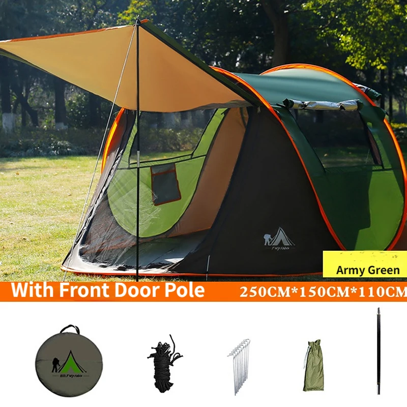 2-4Persons Pop Up Throw Tent Automatic Waterproof Large Space Family Outdoor Camping Portable Tourist Self-driving BBQ Equipment