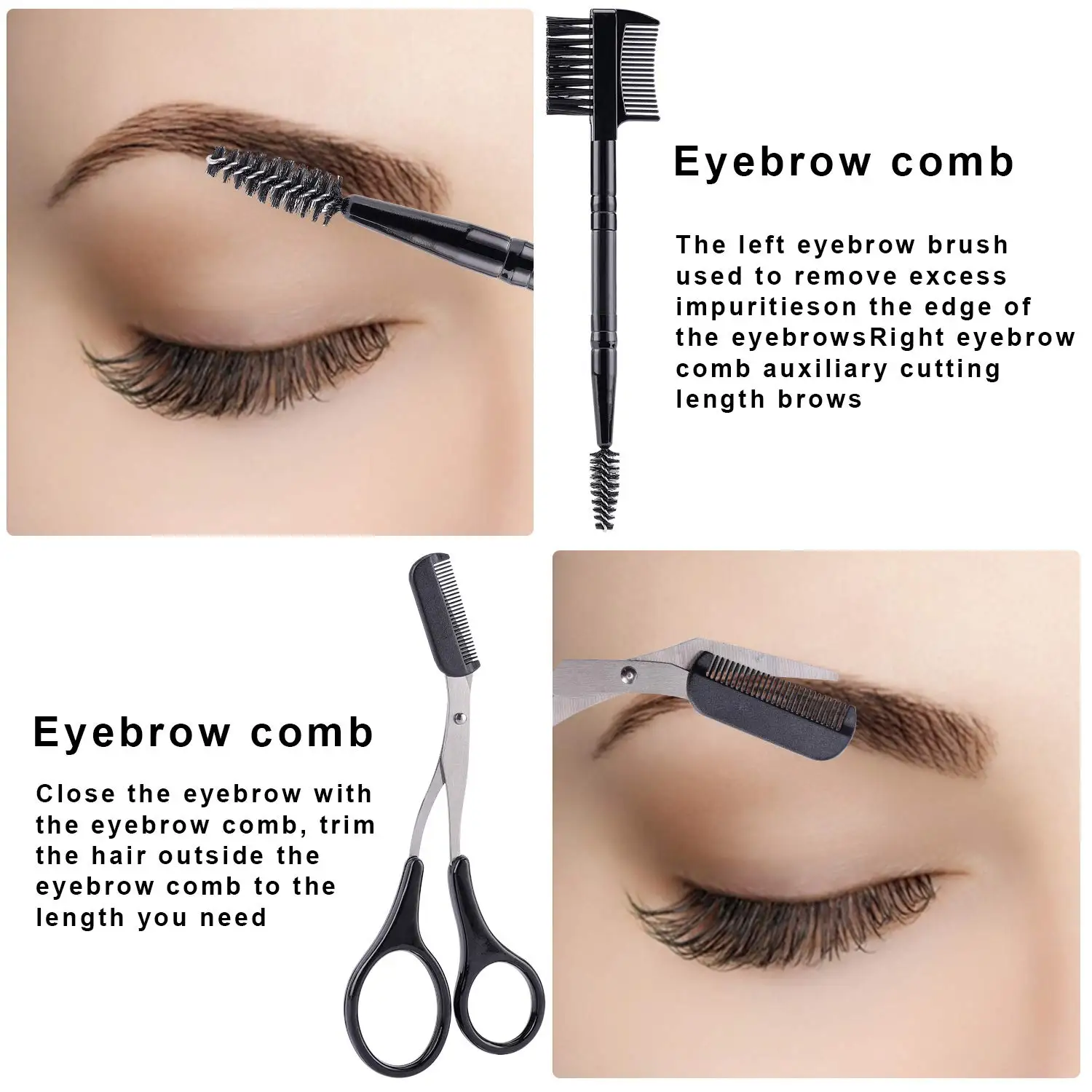 5PCS Specialized Eyebrow Trimmer Set Scissors Tweezers Eyebrow Razor Scraping Comb Razor Clip Makeup Tools Set