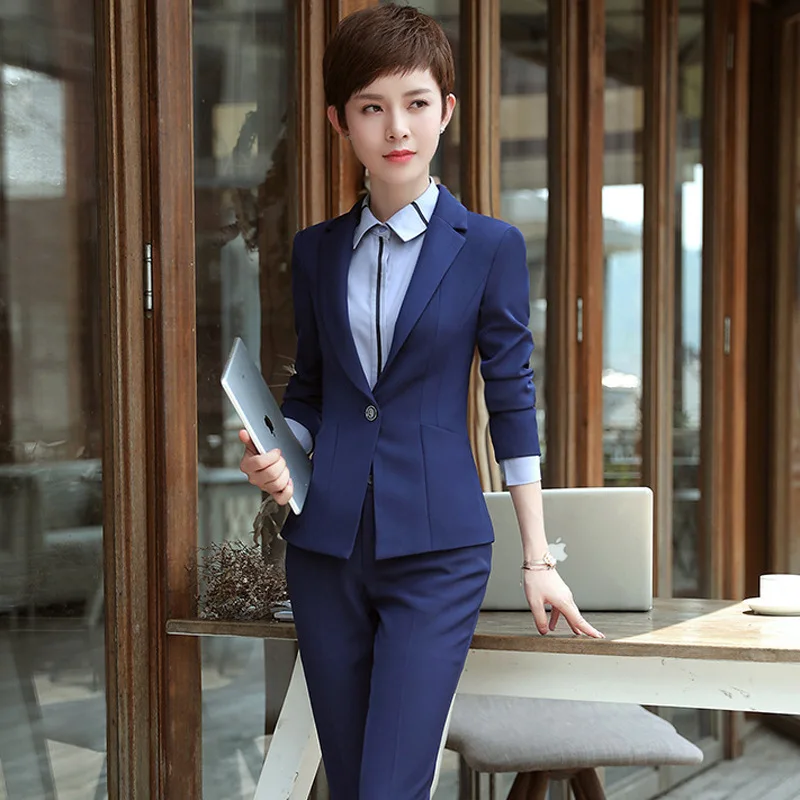 6001 Business Wear Spring and Autumn Elegant Slim White Collar Ol Long Sleeve Suit Business Formal Wear Work Clothes Business Su