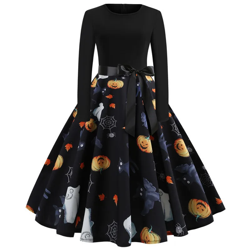 Halloween Cosplay Costume Props Fancy Pumpkin Womens Dress Long Sleeve Princess Dress Festival Up Party Vintage Dresses