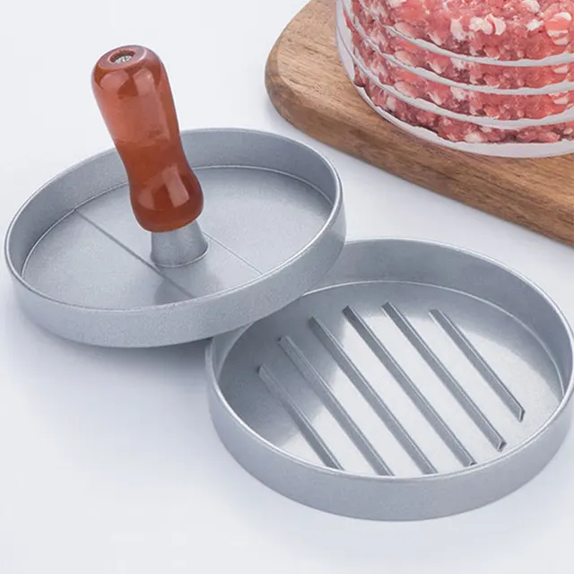 Marhahús Hamburger Sajtó Penész Kézi Húsprés Nem Tapadó Bevonat Burger Patty Étel Bbq Alumínium Ötvözet Kerek Formák - Image 4