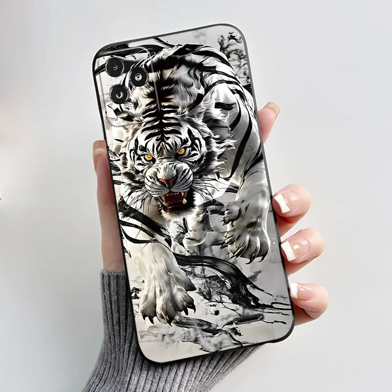Aesthetic Dreamy Scenery Pattern Black Phone Case - Soft Shockproof Casing