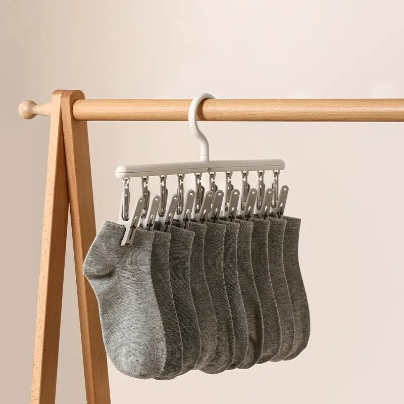 Socks Drying Rack with 10 Clips Multi-Function Dormitory Student Home Balcony Drying Clips Underwear Clips