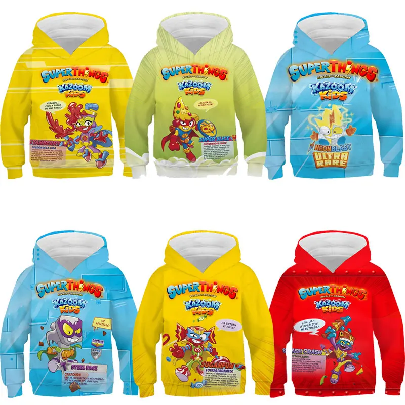 

Superzings серия 8 толстовки Kazoom Детские Мультяшные пуловеры для мальчиков и девочек свитшоты Superthings толстовки Детская уличная одежда пальто