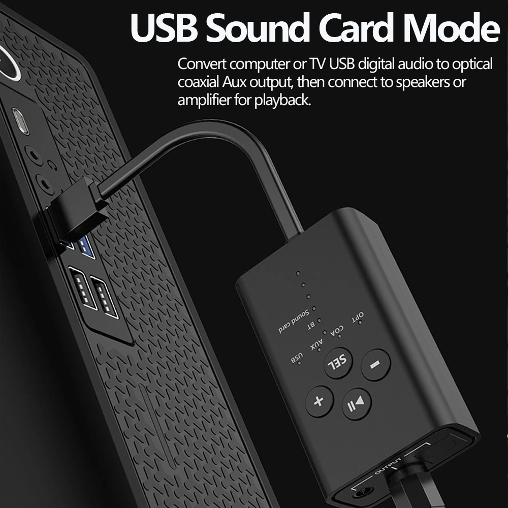 Tebe 동축 광학 Bluetooth 5.2 오디오 수신기 3.5mm Aux 무선 스테레오 음악 어댑터 PC TV 증폭기 용 USB 카드 사운드