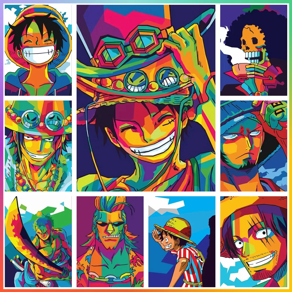 Anime One Piece Abstract Japanese Comic Diamond Painting Cross Stitch Set 5D DIY Art Mosaic Embroidery Home Decor Handcraft Gift