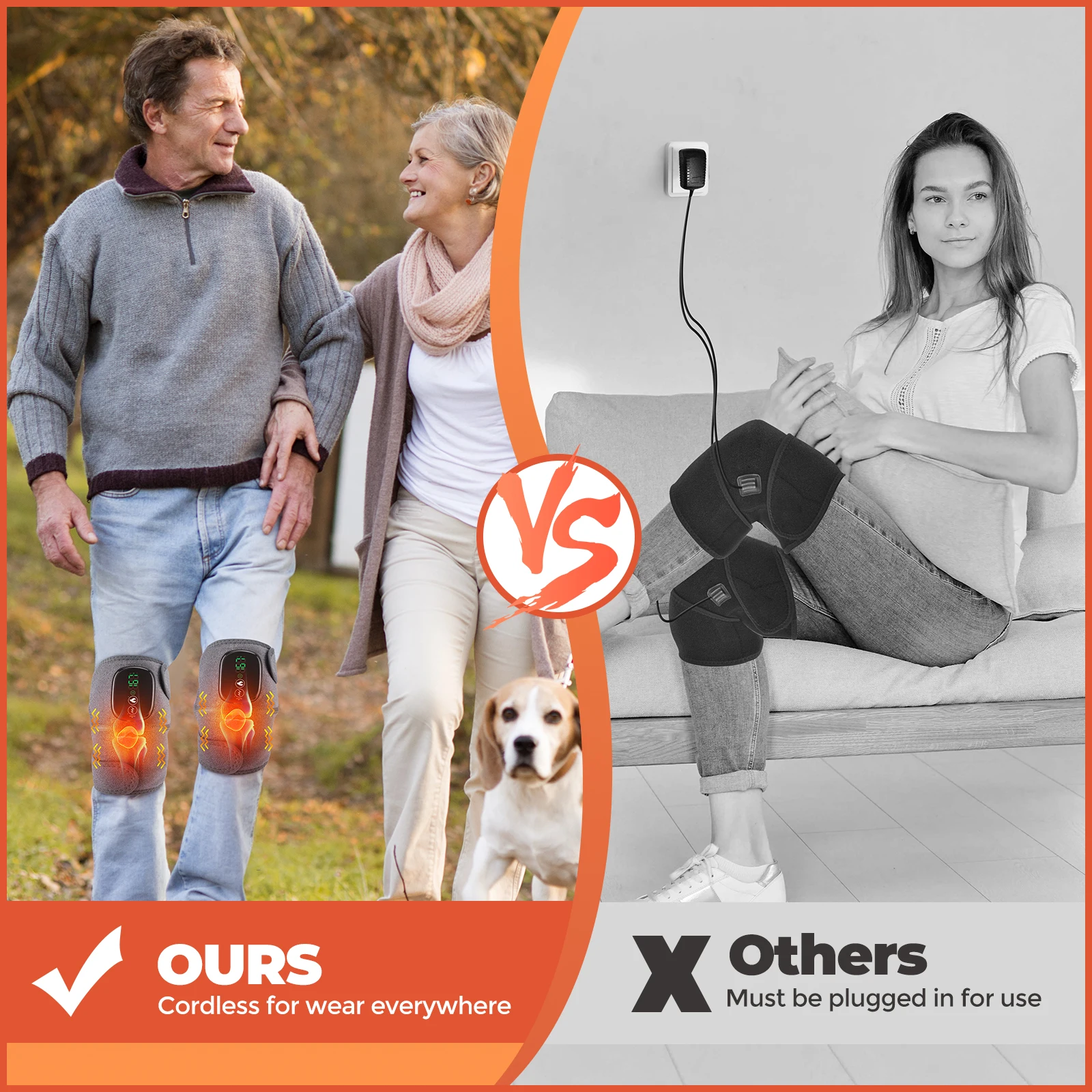 Thermal Knee Massager 3 in 1 Shoulder Knee Elbow Heating Massage Support Brace Rechargeable Vibration Pad Machine Muscle Relax