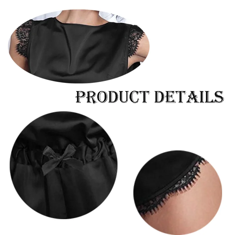 Women's Clothing Simulation Silk One-Piece Suit Hollow Back Sexy Charm Erotic Short-Sleeved Lingerie Comfortable Pajama Homewear