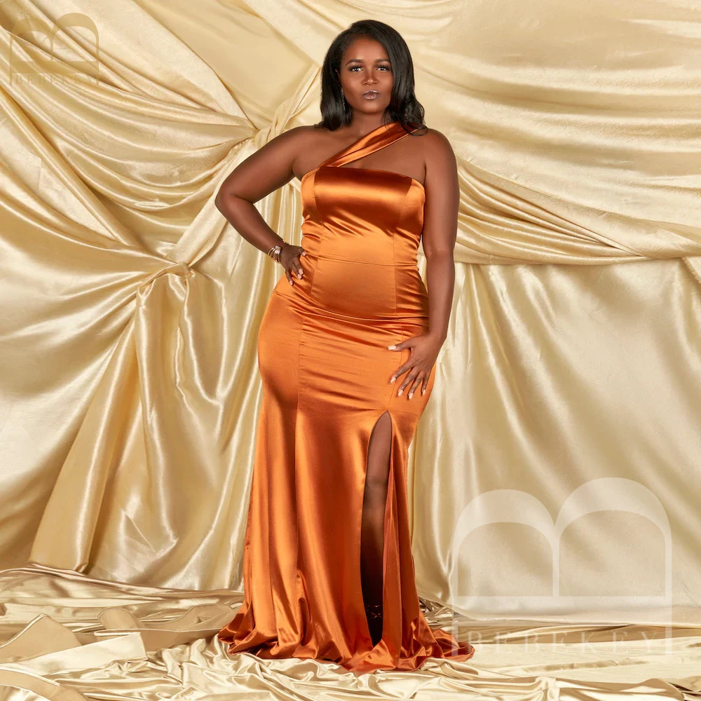 

Orange Satin Bridesmaid Dresses One Shoulder Wedding Party Dress Guest Dresses for Women Mermaid Elegant Gowns Weddings Robe
