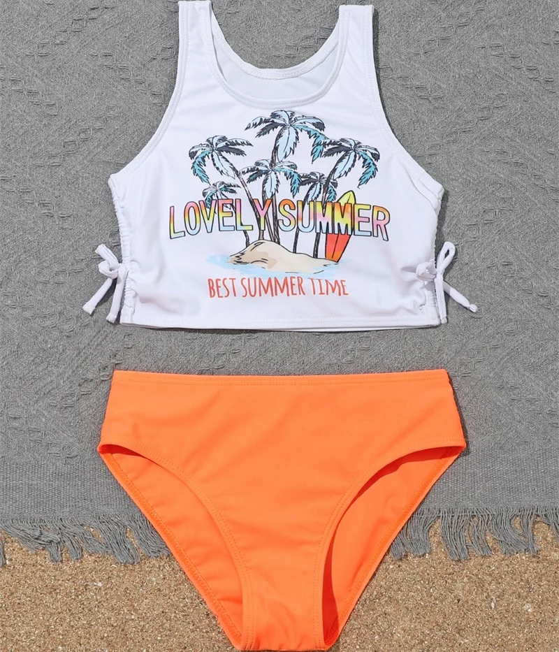 

Summer Mother Daughter Matching Swimsuits Family Set Beach Mommy and Me Swimwear O-Neck Women Girls Bikini Dresses Clothes 2024