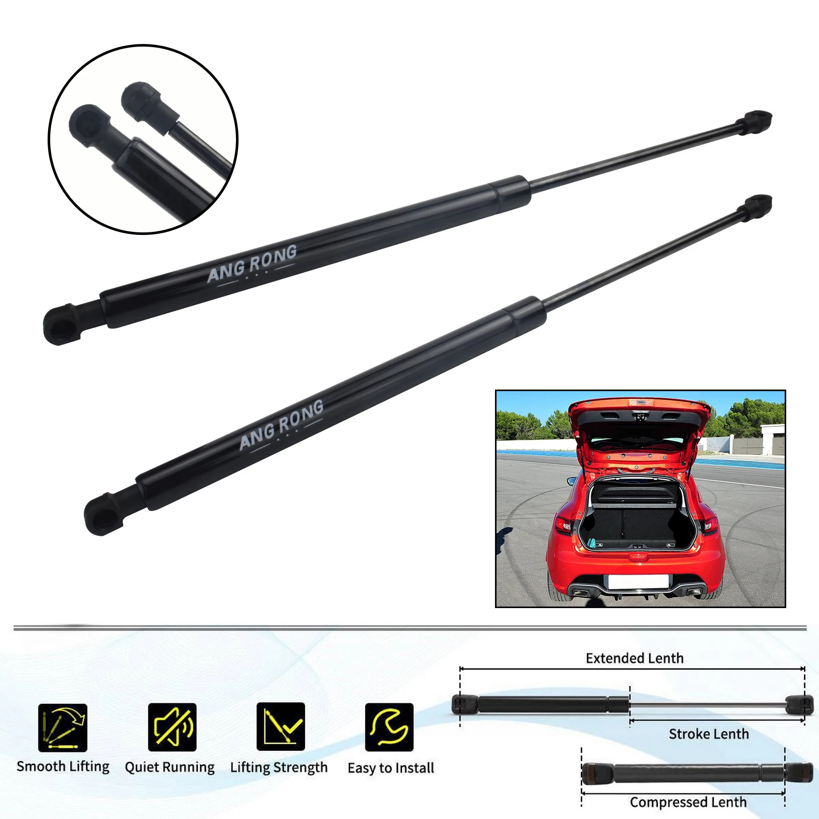 Tailgate Boot Gas Struts Pair Fit Renault Clio MK3 Hatchback 2005-2013