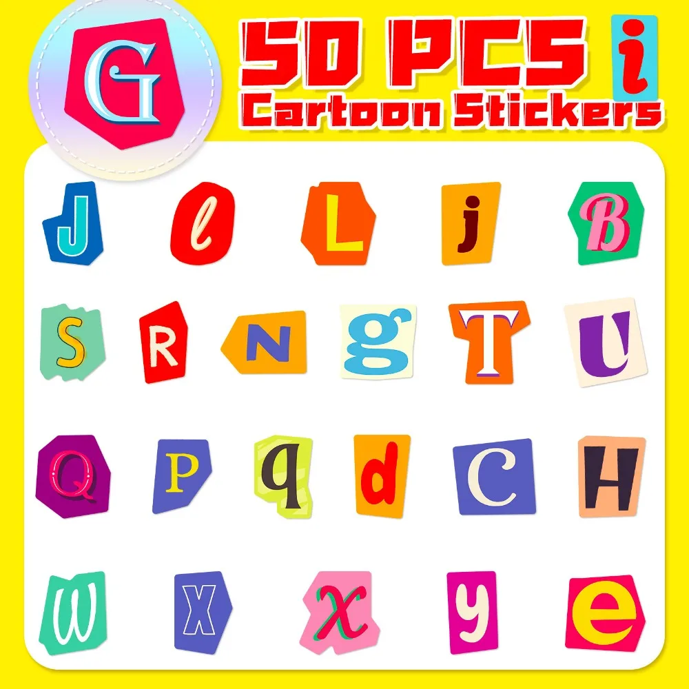 50Pcs Enlightenment Letter Stickers Cartoon Colorful English Alphabet Label  Diy Water Bottle Box Mark Waterproof Name Stickers - AliExpress