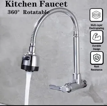 Rubinetto singolo per acqua fredda girevole universale a parete Lavello a due velocità Rubinetto singolo per cucina fredda Rubinetto per lavabo 1