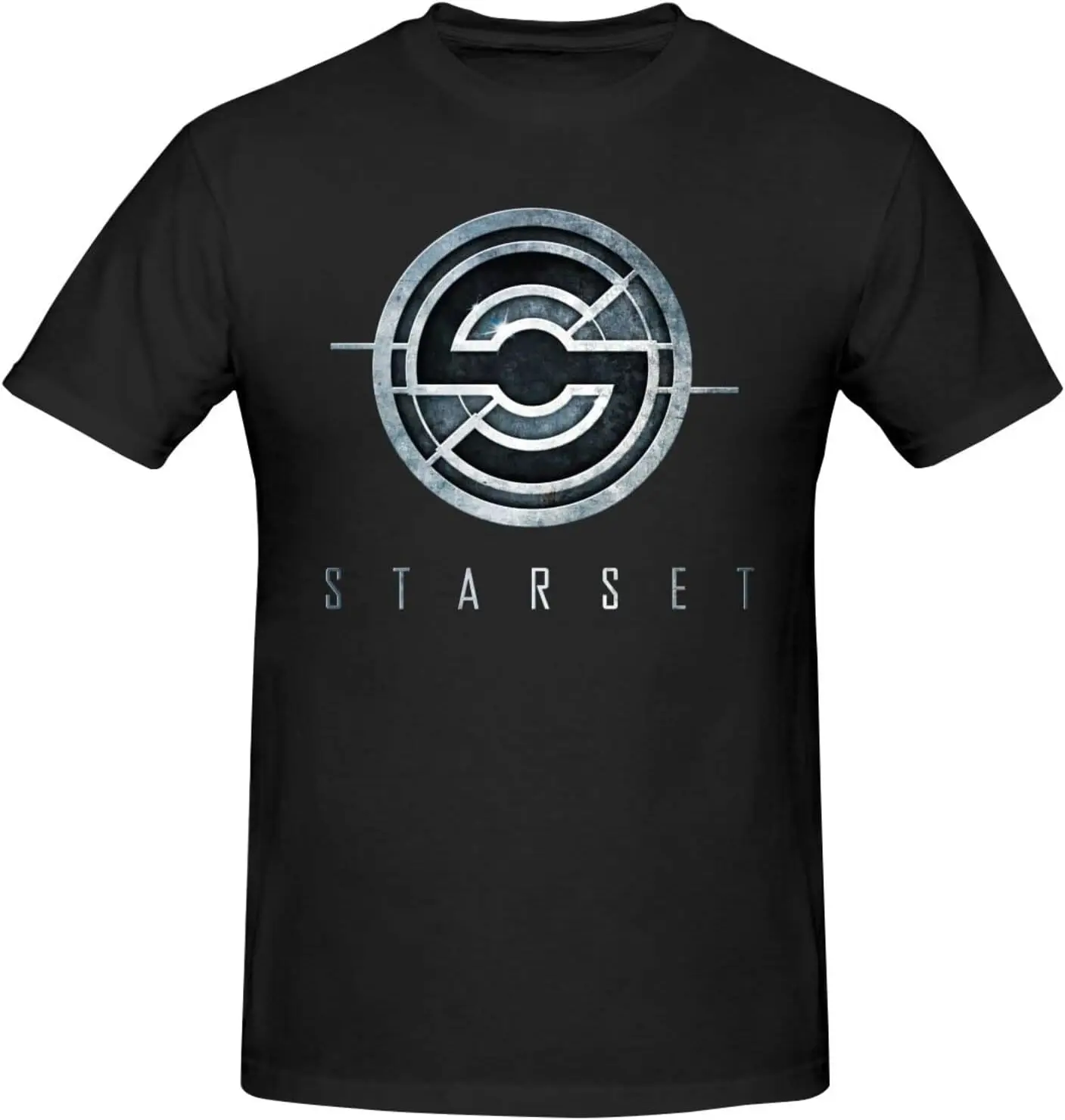 

Классическая футболка Starsets, Модный повседневный топ с круглым вырезом, базовая черная рубашка с коротким рукавом