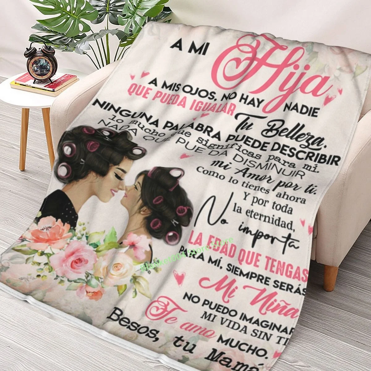 

Spanish Message Designer Blankets Manta Beach Picnic Flannel Blanket Mom To Daughter/Son Letter Quilt Express Love