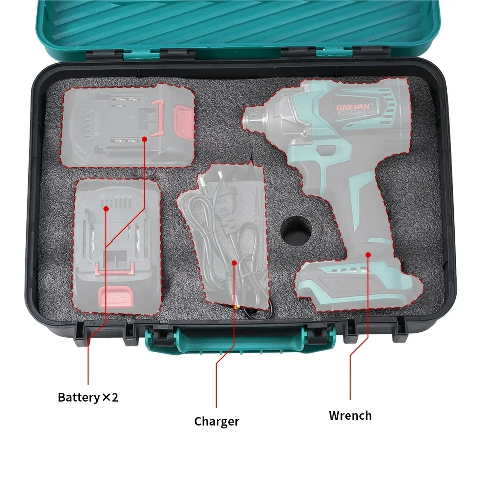 ONEVAN Electric Impact Wrench Plastic Power Tool Box 12Pcs Wrench