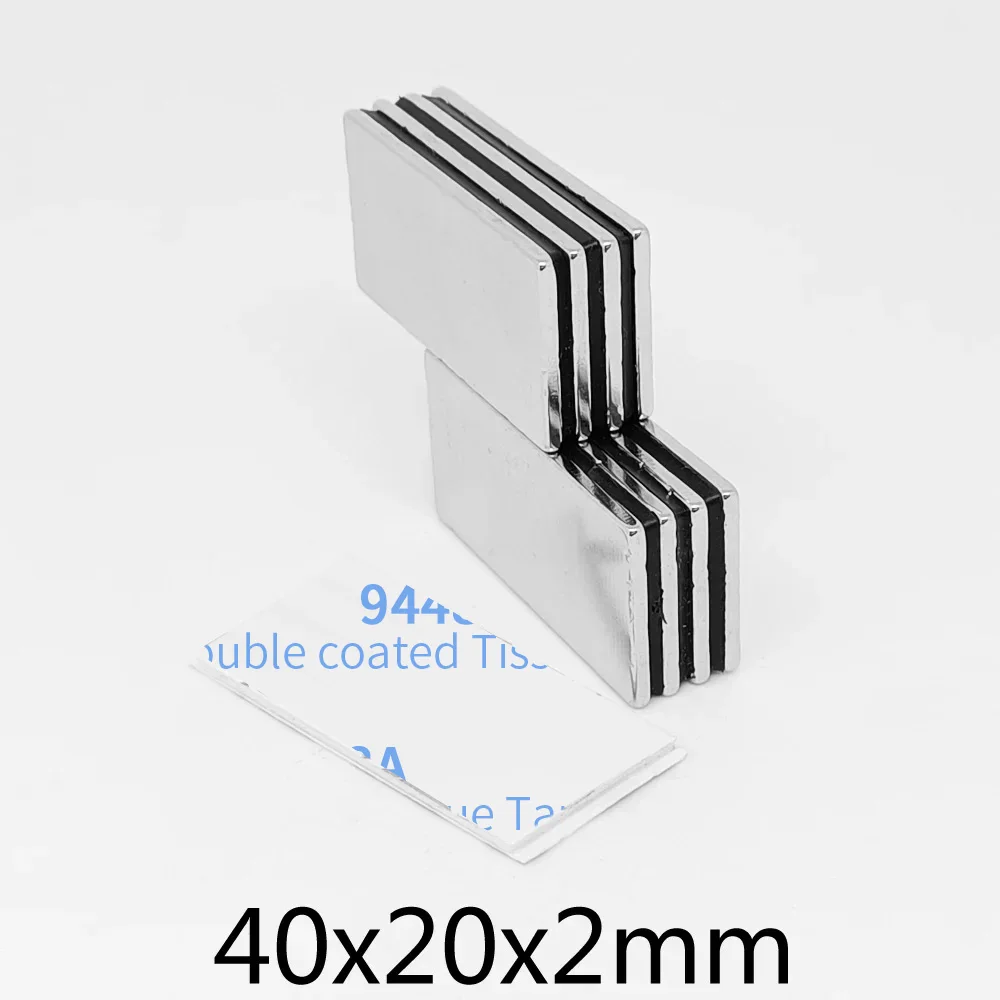 40x20x2mm 블록 강력 자석, 자가 접착식 40*20*2 롱 네오디뮴 자석 시트 40x20x2