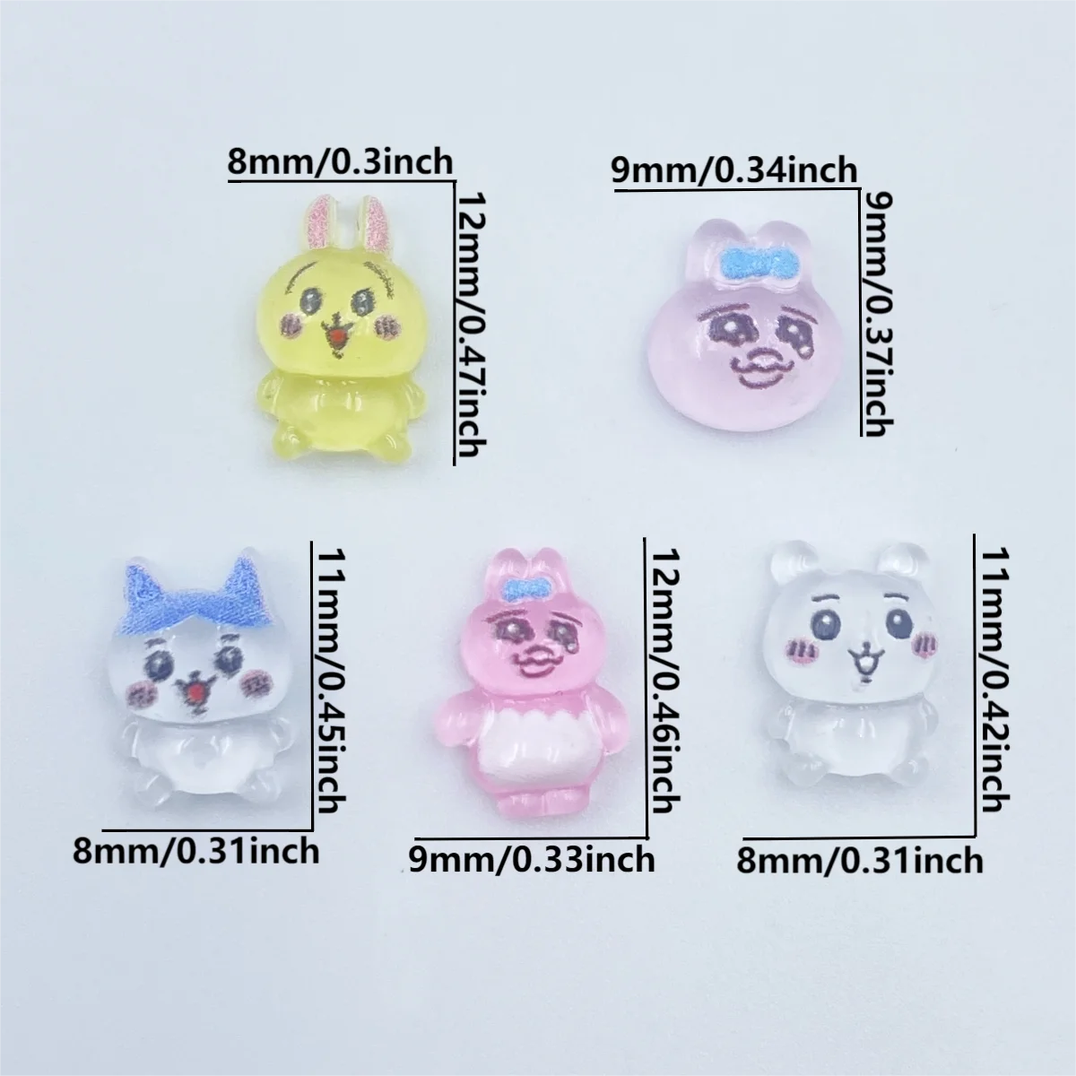 50PCS cute bunny bear nail art flat back resin figurine rhinestone scrapbook appliqué decoration crafts