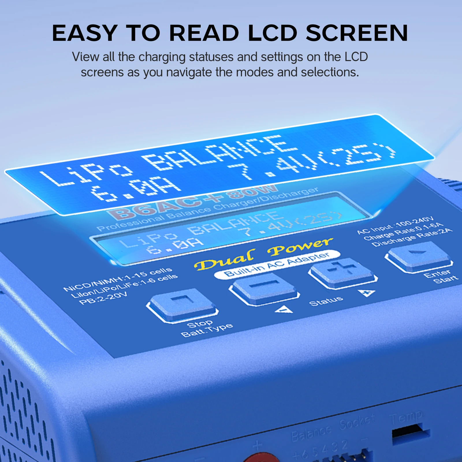 B6AC 80W LiPo Lader Sort - US Stik - Forsendelse fra Kina
