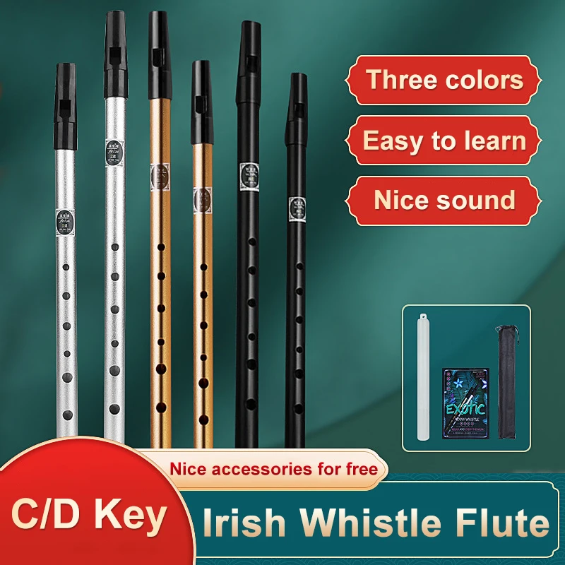 Irish Whistle Key of C D Tin Penny Classical Instrument Easy-to-learn For Beginners