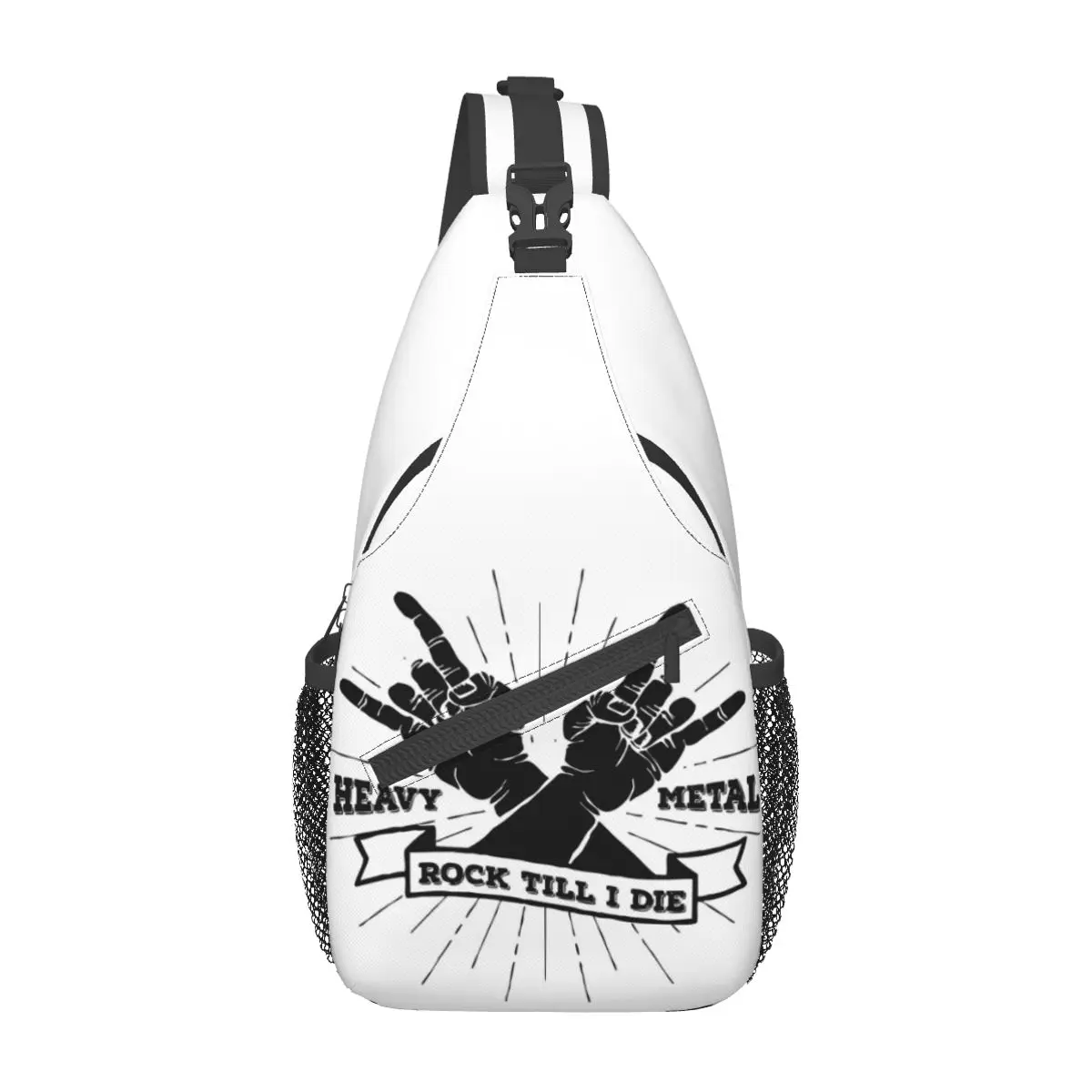 

Heavy Metal Small Sling Bag Chest Crossbody Shoulder Sling Backpack Hiking Travel Daypacks Rock Roll Music Pattern Pack