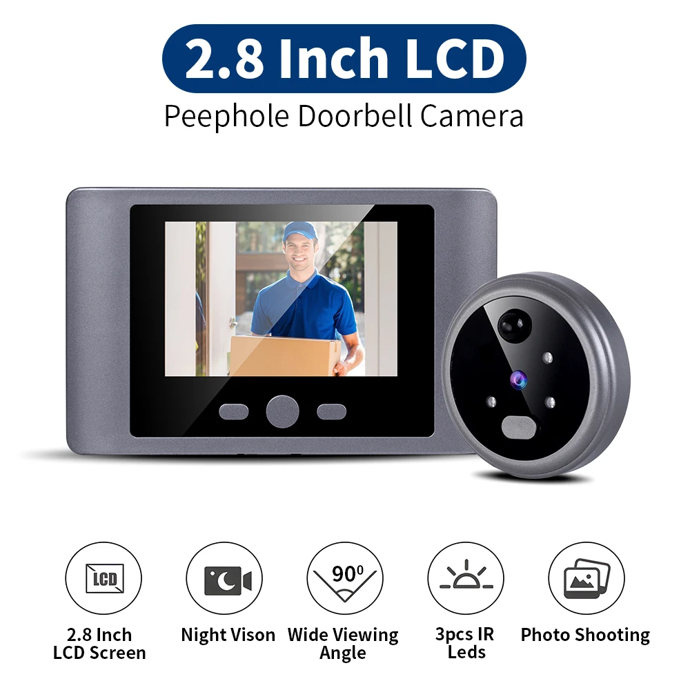 Wireless Doorbell Security House Wireless Doorbells 480P Video Digital Door Peephole With 2.8 inch Screen Ring bell