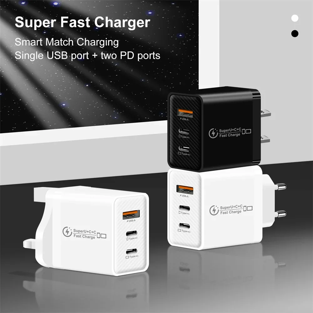 48W Type C Chargers Fast Charging QC3.0 PD Mobile Phone Charger Power Adapter For iPhone Samsung Xiaomi Huawei USB Wall Adapter