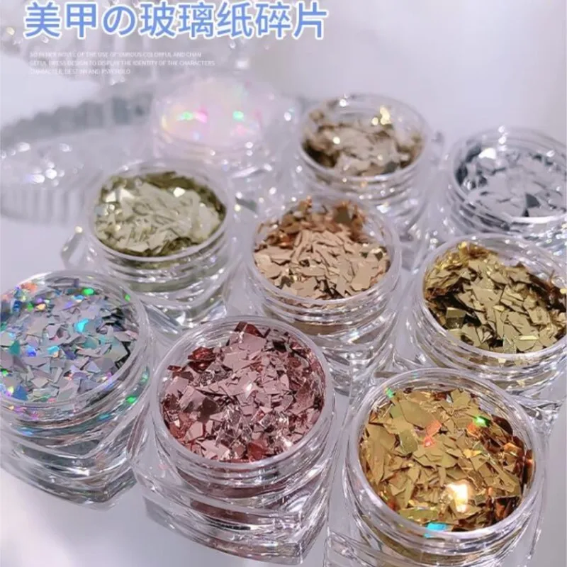 

1 Box Nail Art Aurora Irregular Cellophane Japanese Laser Stickers DIY Colorful Transfer Paper Nail Decorations Accessories #PT1