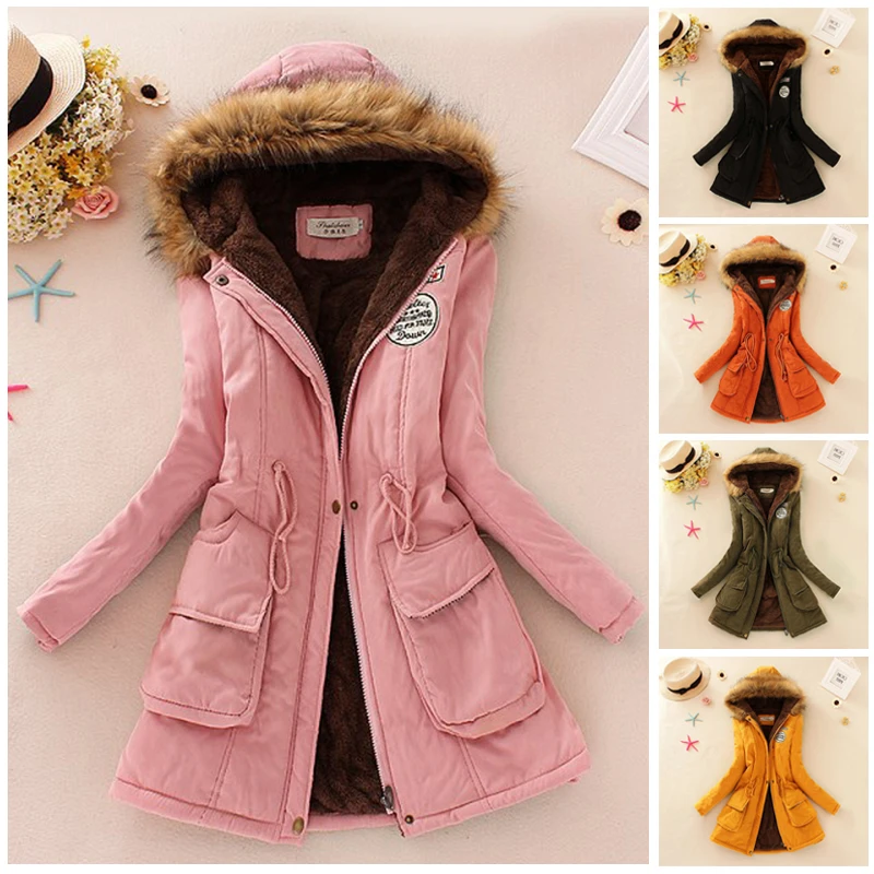 

Winter Women Thick Jacket Warm Hooded Parka Mujer Cotton Padded Coat Long Slim Jacket Fashion Female Warm Overcoat 2022