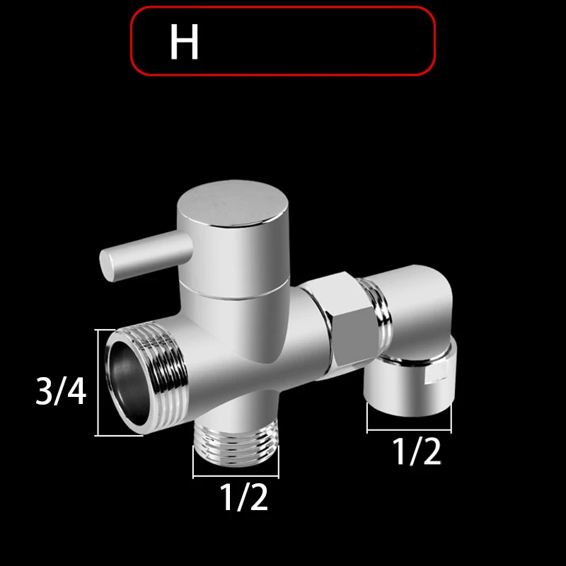 1Pc Bright Silver Brass 3-Way Shower Arm Adapter G1/2&rsquo; G3/4 Shower Diverter Valve For Fixed Bathroom Accessories diverter valve shower head diverter valve shower head adapter