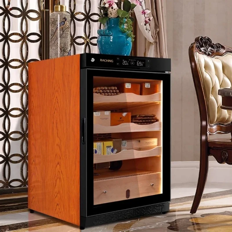 Cigar Cabinet Freezer Constant Temperature Wine Tea Humidor Three-Layer Parquet Luxury Cigar Storage Cabinet Fridge
