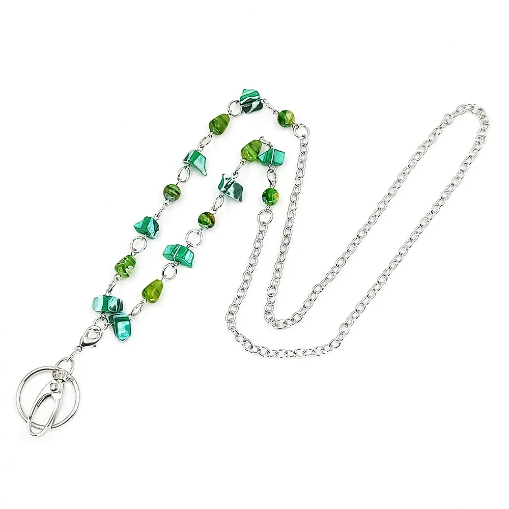 Women's Stylish Blue Beaded Lanyard with ID Badge Holder