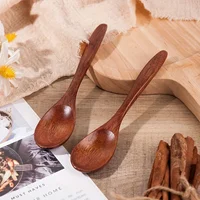 6PCS Wooden Tea Spoon Long Coffee Spoons Small Teaspoon Set Wood Honey Dessert Spoon Coffee Drink Stirrer Teaspoons Tableware 2