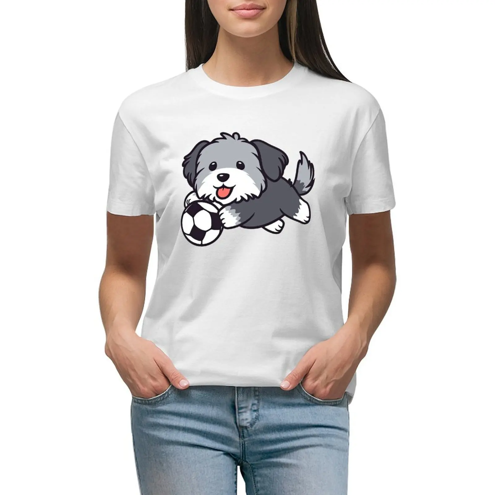 

Havanese Dog Soccer T-shirt tops summer tops Women's tops