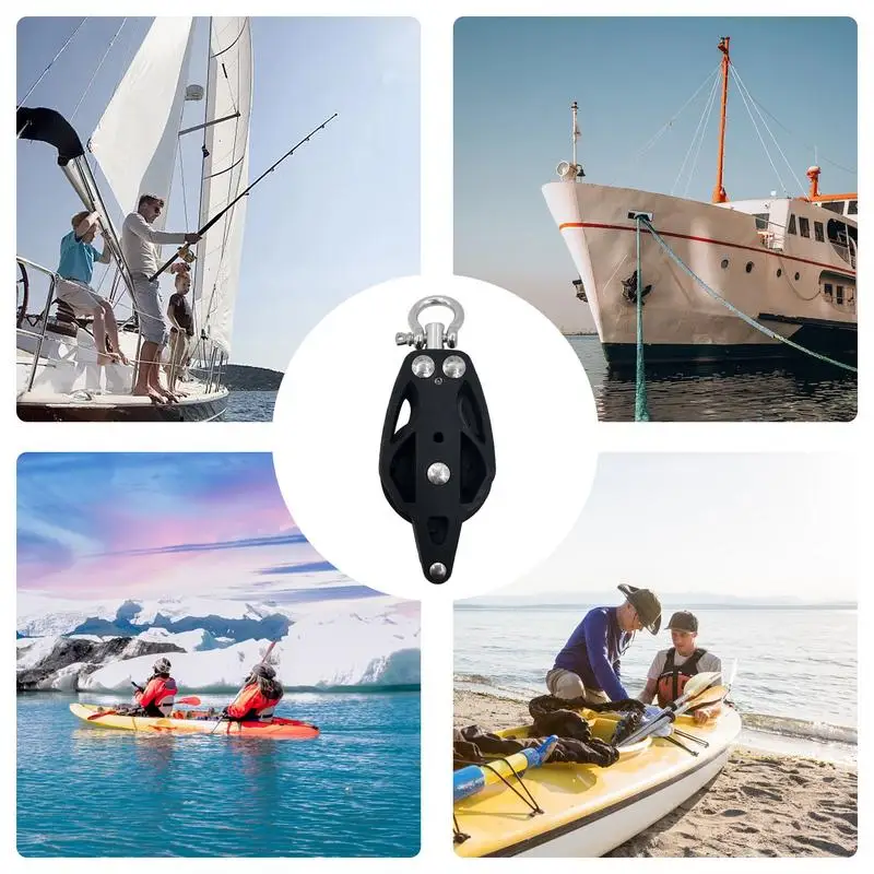 Marine Pulley Block Nylon Stainless Steel Rope Runner Pulley Fix Paddle Pole Net Pulley Tool For Water Sports Enthusiasts