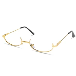 Vintage Chic Metal Half - Frame Eyewear for Cosplay & Party Décor (Gold)