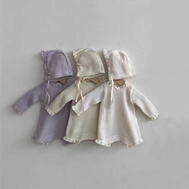 bulk baby bodysuits	 Korea Style Baby Girl Romper With Hat Cotton Long Sleeve Lace Baby Girl Clothes Infant Playsuit Jumpsuits Cute Newborn Clothes coloured baby bodysuits