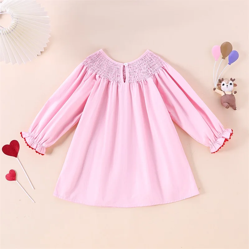 Girls' Valentine's Heart Print Ruffle Dress 3