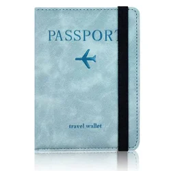RFID Blocking Leather Passport & Card Holder Wallet (Brown)