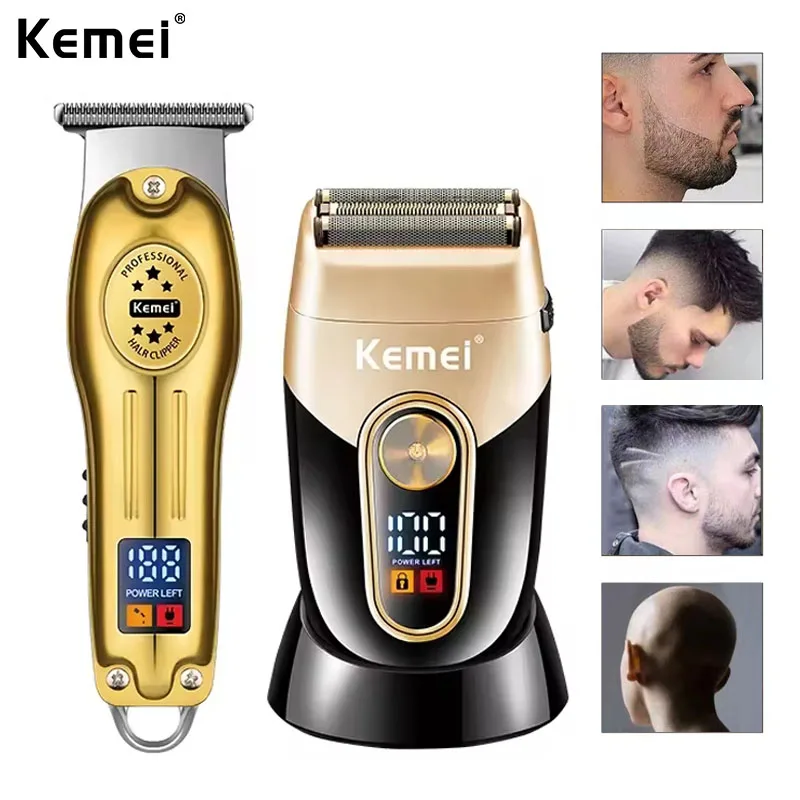 High Quality Kemei KM-678 Mini Electric Hair Clipper KM-3209 LCD Digital Display Shaver Dry and wet shaving Beard Trimmer